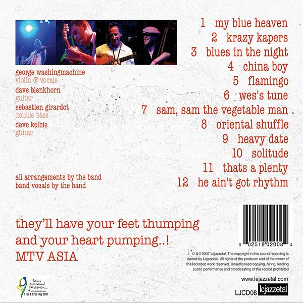 Room 301 sessions by the George Washingmachine Quartet 2 Room 301 sessions rear cover