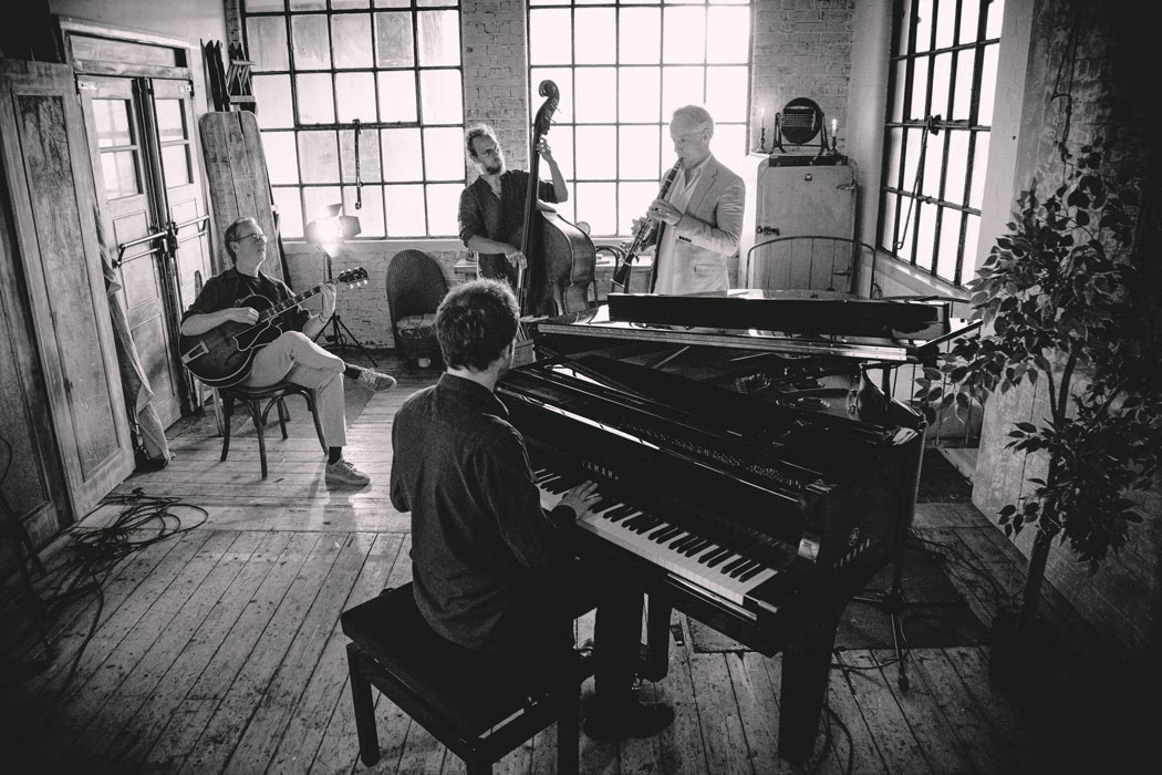Filming with The Dime Notes black and white