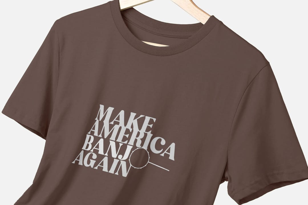 banjo t-shirt brown on hanger